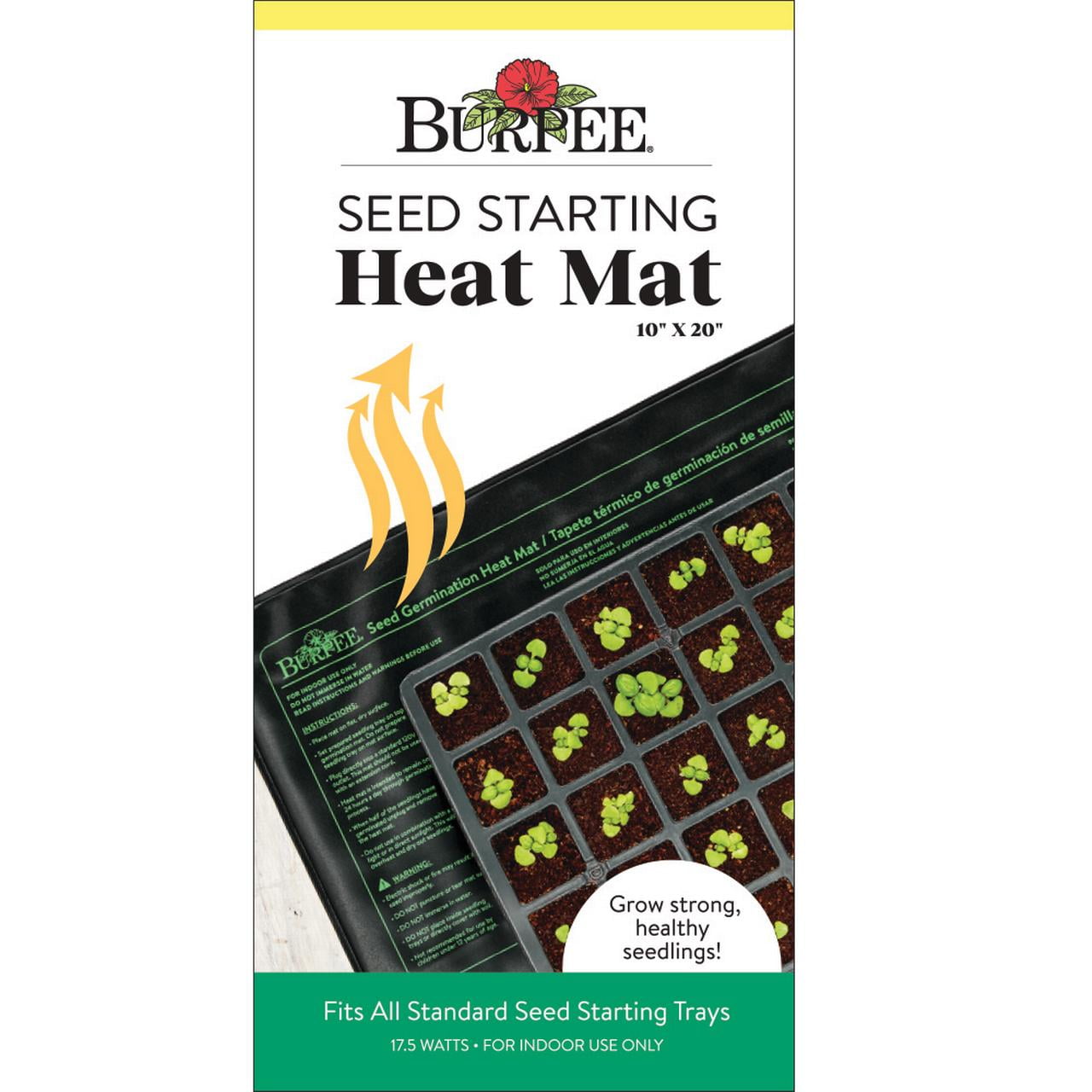 Burpee Seed Starting Heat Mat 10 inch x 20 inch - Fits All Standard Seed Starting Trays