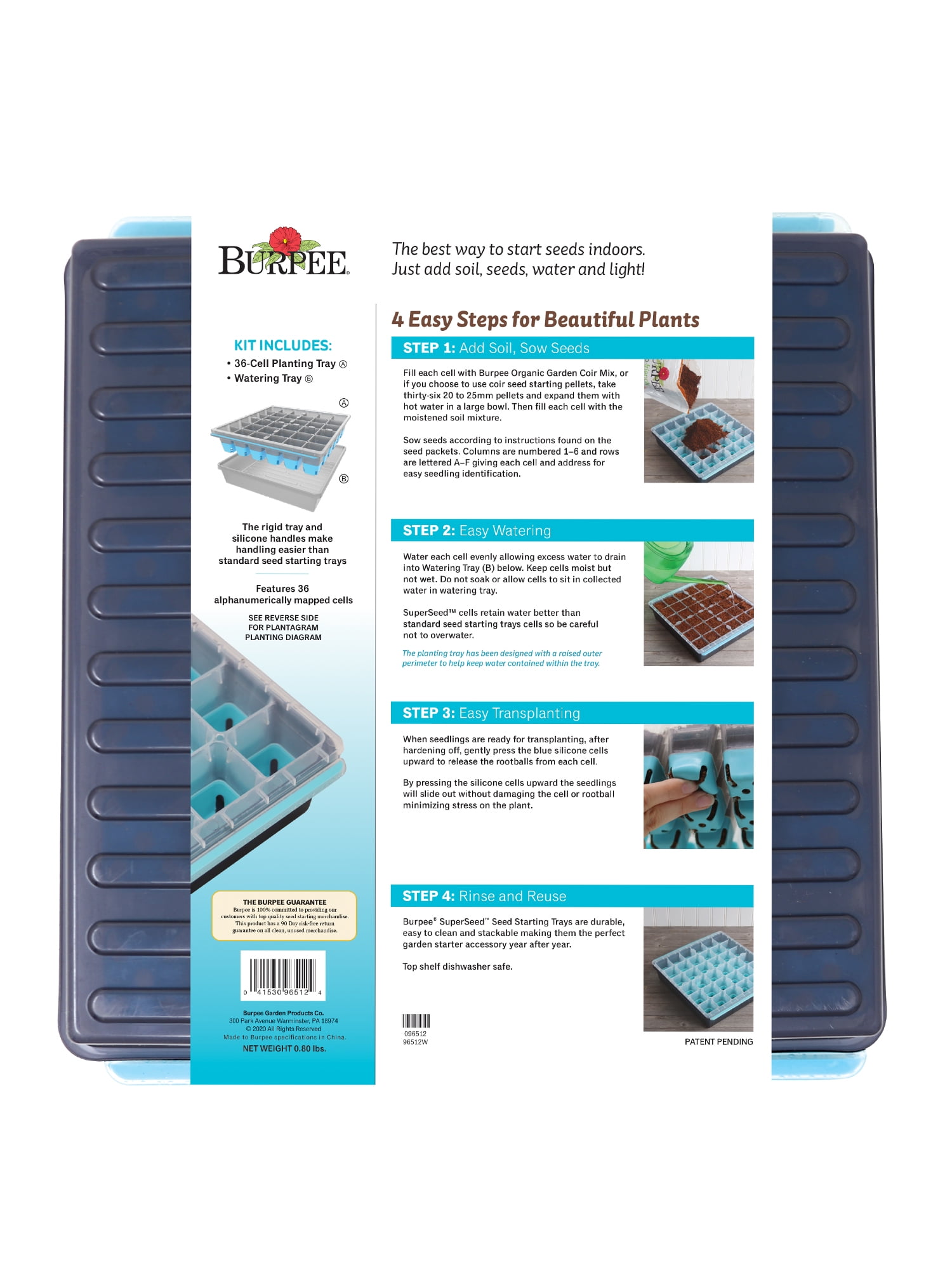 Burpee SuperSeed 36 Cell Seed Starting Tray Reusable and Dishwasher