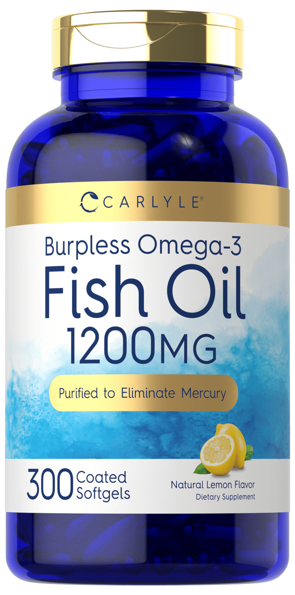Burpless Fish Oil 1200 mg 300 Softgels Natural Lemon Flavor by