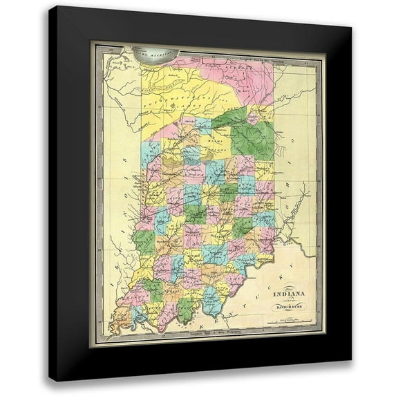 Burr 12x14 Black Modern Framed Museum Art Print Titled - Indiana - Burr 1835