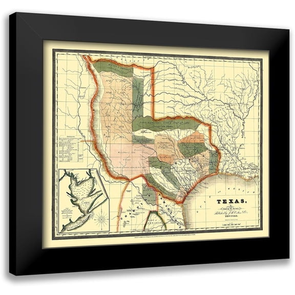 Burr 17x15 Black Modern Framed Museum Art Print Titled - Texas - Burr 1835