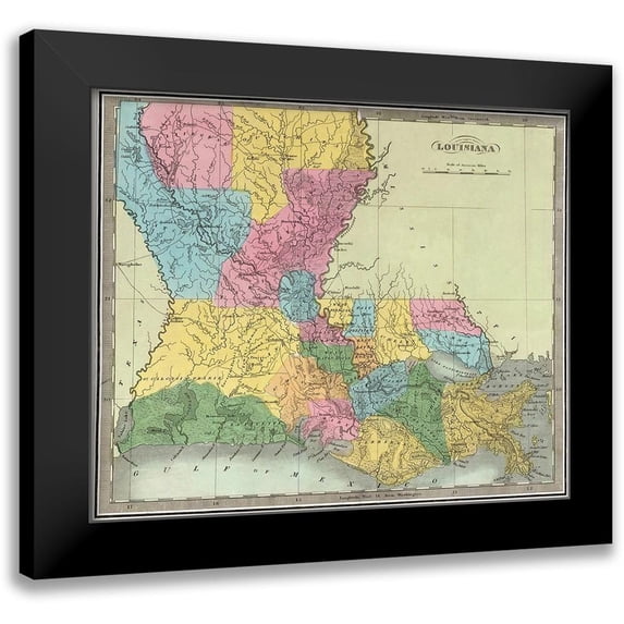 Burr 23x20 Black Modern Framed Museum Art Print Titled - Louisiana - Burr 1835