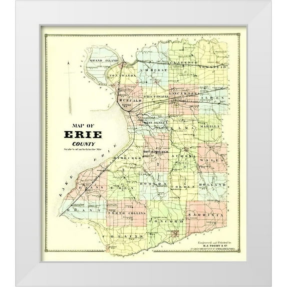 Burr 26x29 White Modern Wood Framed Museum Art Print Titled - Erie New York - Burr 1880