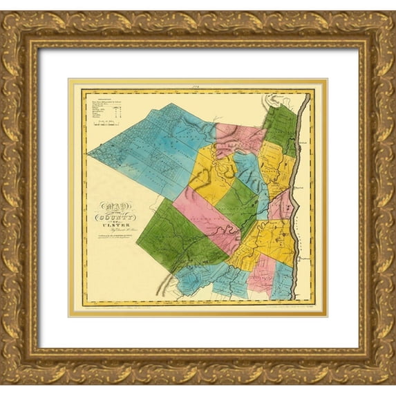 Burr 28x26 Gold Ornate Wood Framed with Double Matting Museum Art Print Titled - Ulster New York Landowner - Burr 1829