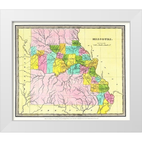 Burr 30x26 White Modern Wood Framed Museum Art Print Titled - Missouri - Burr 1835