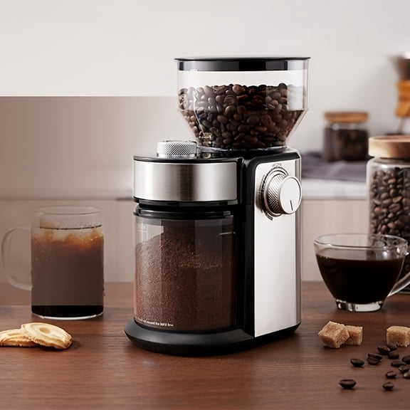 Burr Coffee Grinder, Adjustable Burr Mill with 16 Precise Grind Setting for 2-14 Cup, Stainless Steel.