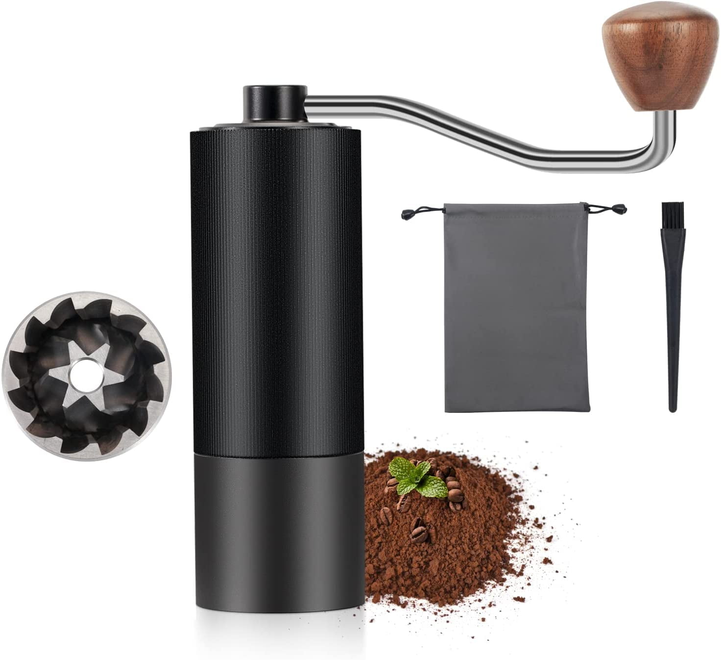 Burr Coffee Grinder Manual,Travel Coffee Bean Grinder with CNC Stainless Steel Conical Burr,Hand Held Adjustable Setting 20g,Portable Mill Faster Grinding Efficiency Espresso to Coarse