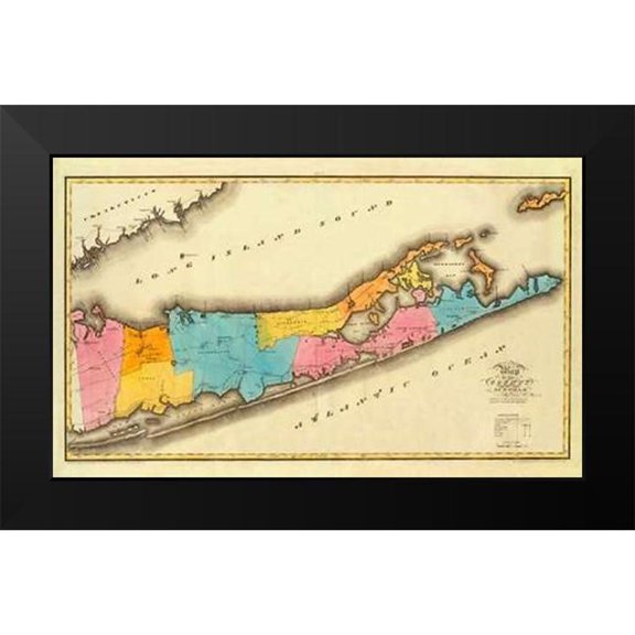 Burr, David 24x16 Black Modern Framed Museum Art Print Titled - New York - Suffolk County, 1829