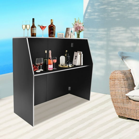 Burr-free Design Foldable Bar Portable Event Bar Portable Bar Cabinet Black Waterproof Modern Rectangular