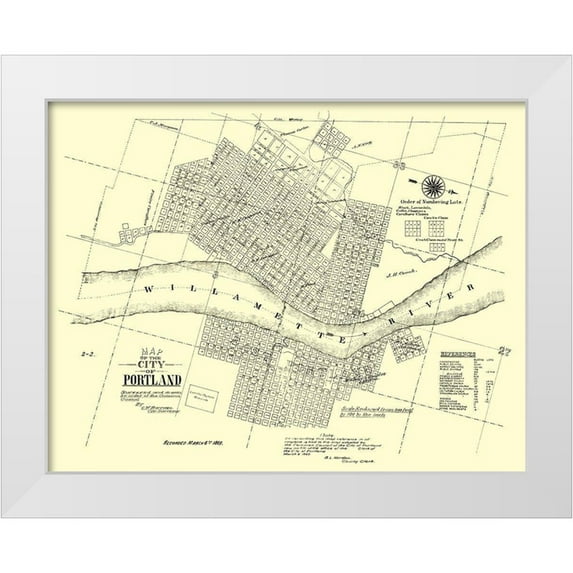 Burrage 18x15 White Modern Wood Framed Museum Art Print Titled - Portland Oregon Landowner - Burrage 1866