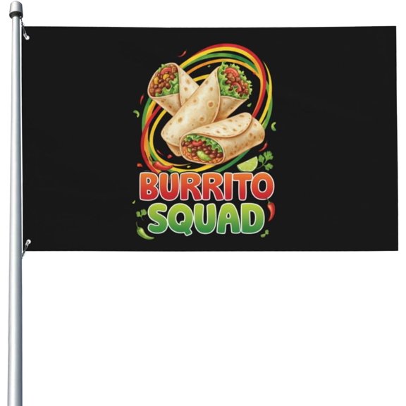 Burrito Squad Flag for Room Guys Double Sided Novelty Flag Outdoor Banner for Patio 3x5 Ft, Burrito Squad Tapestry for Room