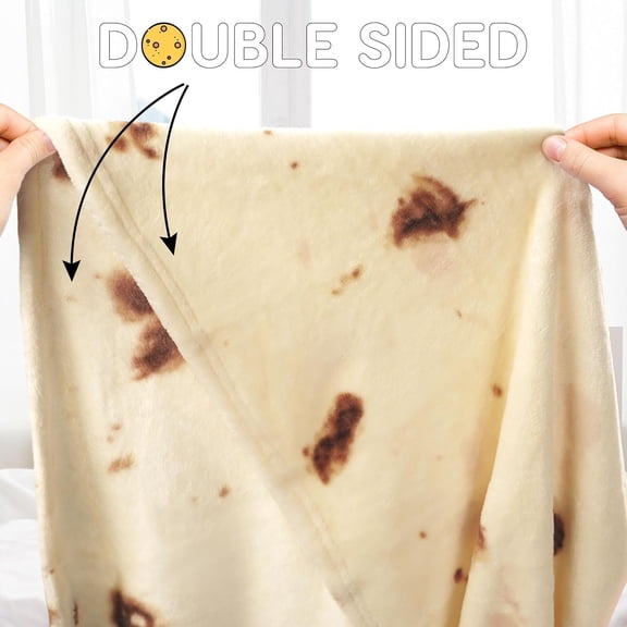 Burrito Tortilla Blanket 33.5inches  Realistic Tortilla Throw Blanket Funny Gifts, Soft Flannel Food Blanket for Christmas Birthday Gifts