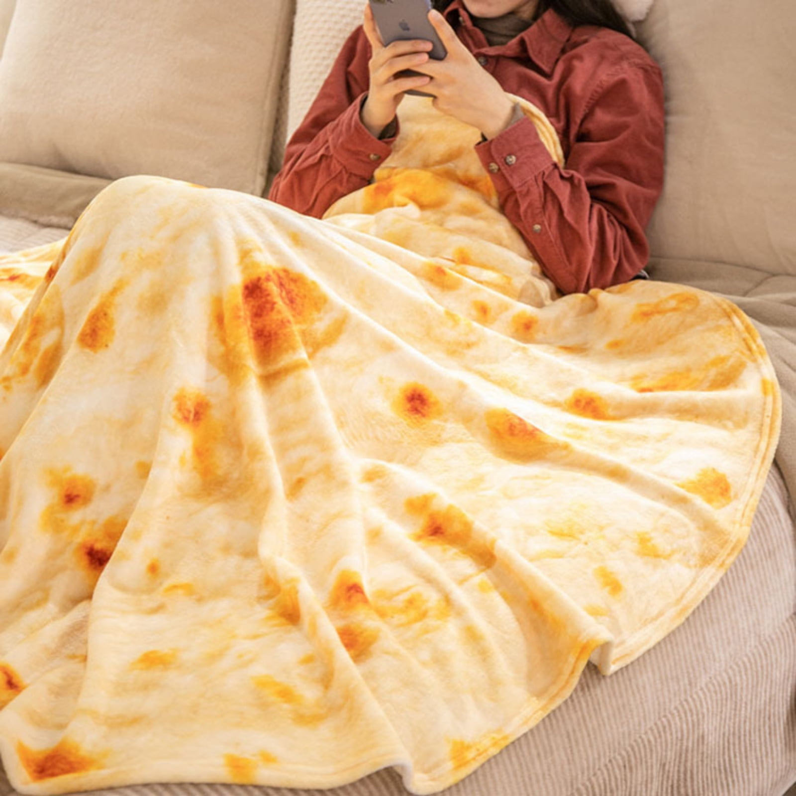 Burrito Tortilla Blanket, Funny Food Blanket for Adult and Kids, Soft