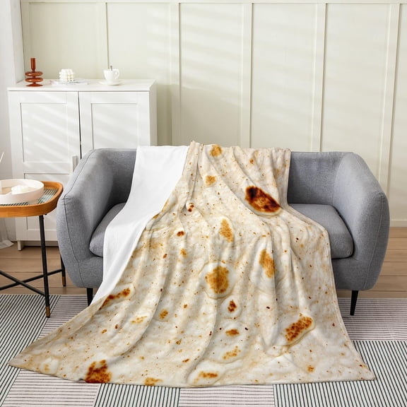 Burrito Tortilla Fleece Throw Blanket for Couch Bed Sofa