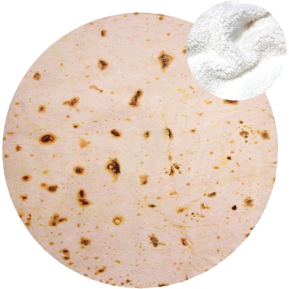 Burrito Tortilla Taco Blanket 60 inches for Adult Kids, Realistic Tortilla Throw Blanket Funny Gifts for Women Men Teen Boy Girl, Soft Flannel Food Blanket for Christmas Birthday Valentine's Day Gift