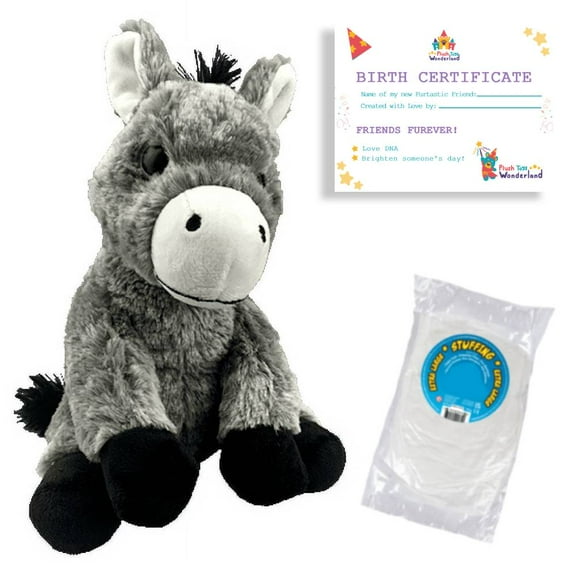 Burrito the Donkey 8-inch Plush Kit - DIY Stuffing with Birth Certificate, No Sewing Required, Soft Plush Toy for Kids!