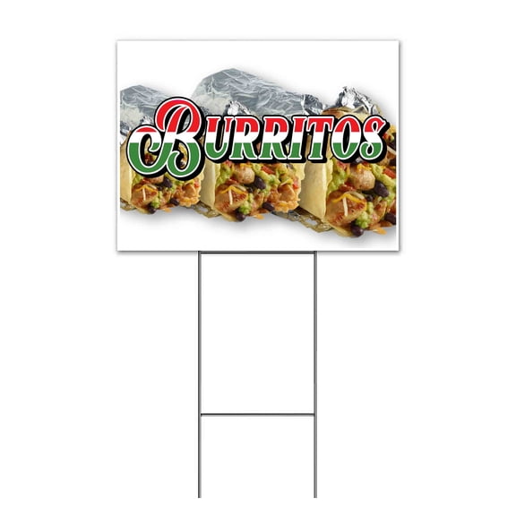 Burritos (18" x 24") Yard Sign, Includes Metal Step Stake