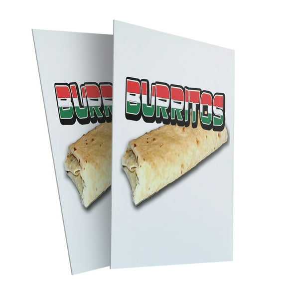 Burritos (2-PACK) 24" x 36" Plastic Signs | Sign Insert 4mm Corrugated Plastic Signs Storefront Window Poster