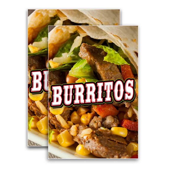 Burritos (24" X 36") Vinyl Decal Only (Pack of 2) |Sign|Sticker|Poster