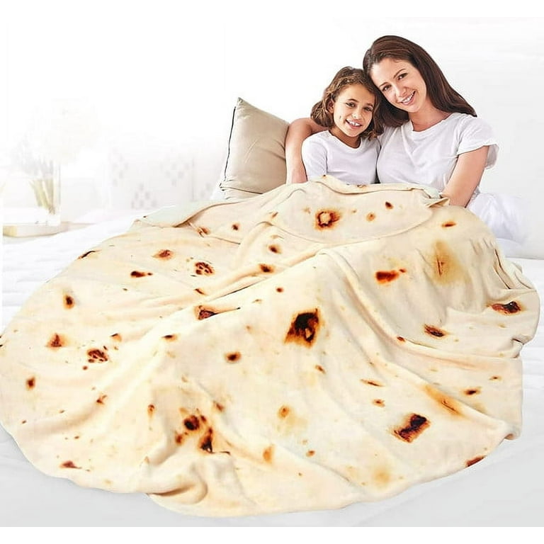 Burritos Blanket Funny Gifts for Kids Adult Mom Grandma Women from Daughter and Son 300 GSM Soft Novelty Flannel Taco Birthday Blanket