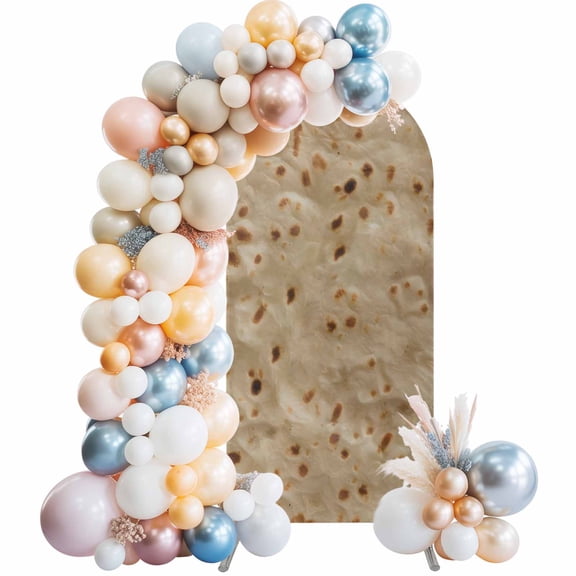 Burritos Food Arch Backdrop Cover 4 FT Pancake Noodles Texture Realistic Fun Stretchy Elastic Arch Stand Covers Spandex Arched Background Birthday Wedding Party Decoration (No Stand)