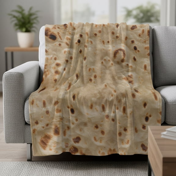 Burritos Food Fleece Throw Blanket Pancake Noodles Texture Realistic Fun Ultra Soft Fuzzy Cozy Flannel Throw Blanket for Couch Sofa Bed Car Travel, Ideal Gifts 30x40 Inches