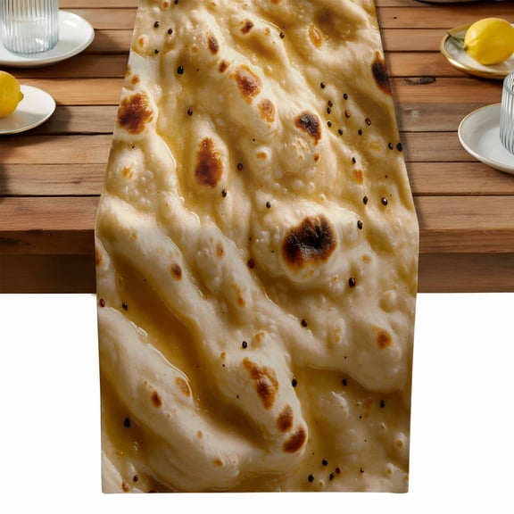 Burritos Food Table Runner, Pancake Noodle Texture Realistic Fun Burritos Kitchen Table Runners Dress Scarves for Table Decorations Party/Restaurant/Indoor Outdoor Use, 13x120in