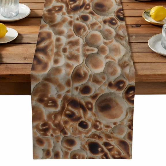 Burritos Food Table Runner, Pancake Noodle Texture Realistic Fun Kitchen Table Runners Dress Scarves for Table Decorations Party/Restaurant/Indoor Outdoor Use, 13x120in