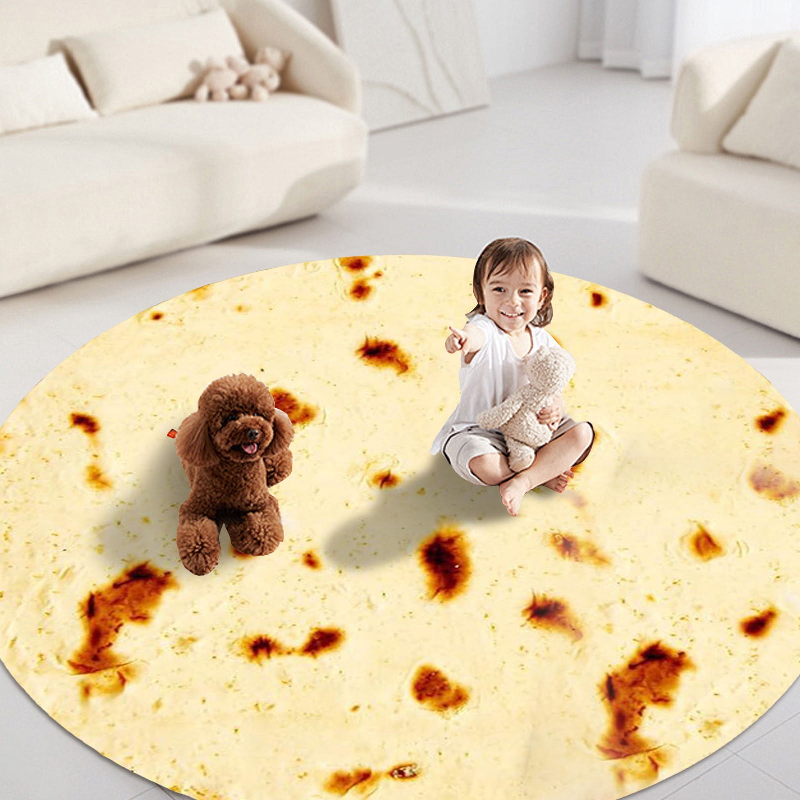 ToBe-U Coperta Rotonda Gigante A Forma Di Burrito - Asciugamano Da Spiaggia In Microfibra 60 Pollici