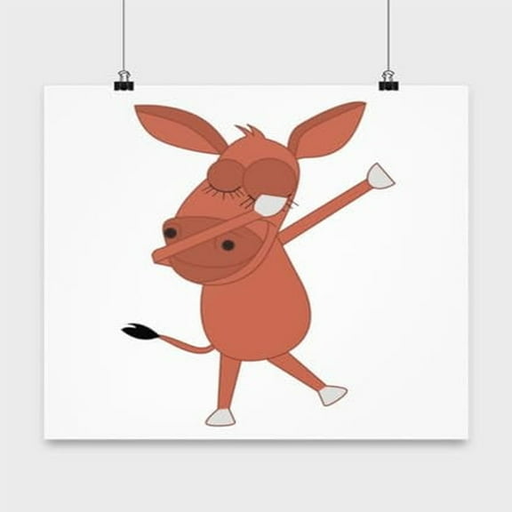 Burro Poster, Dabbing Donkey, Farm Animal Wall Art Gift, White 13x13in Poster