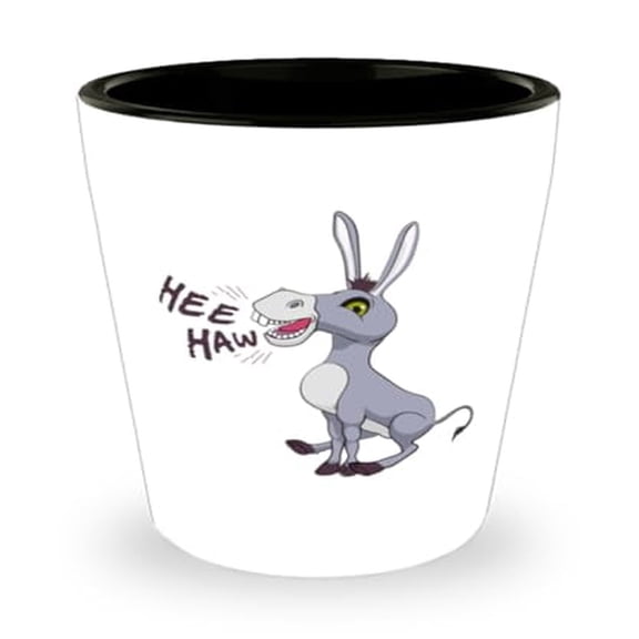 Burro Shot Glass, Hee Haw Donkey, Farm Animal Gift, Mini Glassware, 1.5oz Cup