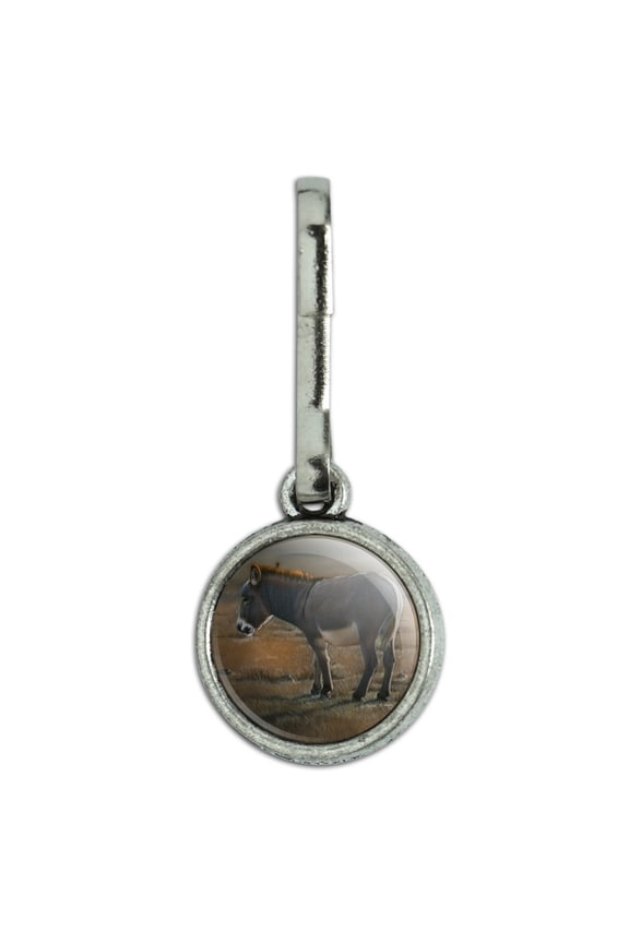 Burro Small Donkey Antiqued Charm Clothes Purse Suitcase Backpack Zipper Pull Aid