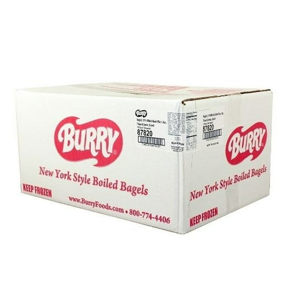 Burry Bagel 51 Percent Whole Grain Plain, Thaw and Serve, Sliced, 3 Ounce -- 72 per case.