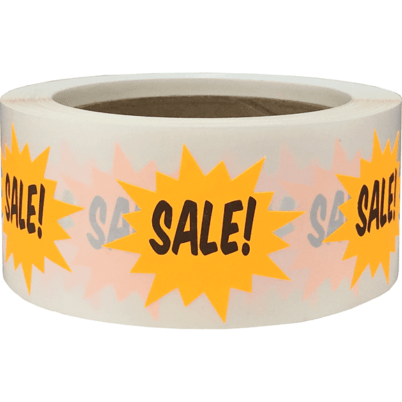 Burst Sale Stickers Fluorescent Orange Starburst Design 2 Inch 500 Total Labels