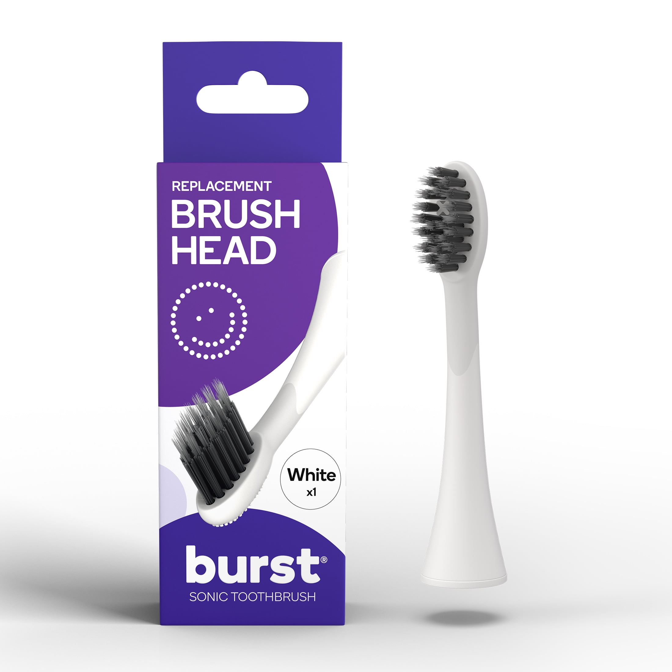 Burst Sonic Electric Toothbrush Replacement Head, White