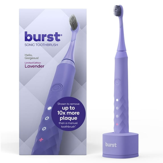 Burst Sonic Electric Toothbrush for Adults, 3 Modes, Soft Bristles, Lavender, 1 Count