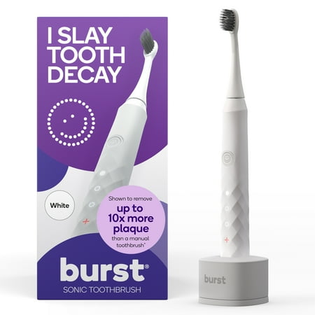 Burst Sonic Electric Toothbrush for Adults, 3 Modes, Soft Bristles, White