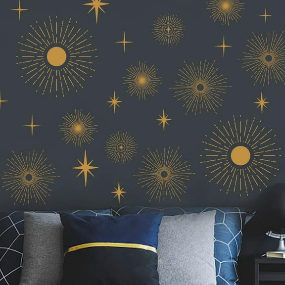 Burst Stars Wall Stickers Colorful Stars Art Stickers Sparkler Kids Room Nursery Wall Decals Peel and Stick Vinyl Decor for Living Room Nursery Bedroom Playroom Home Decor Colorful DIY