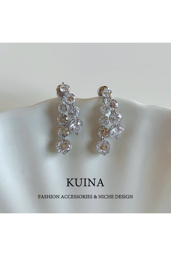 Burst flash diamond earrings female light luxury senior sense of temperament sterling silver needle earrings tassel unique stunning earrings earrings jewelry