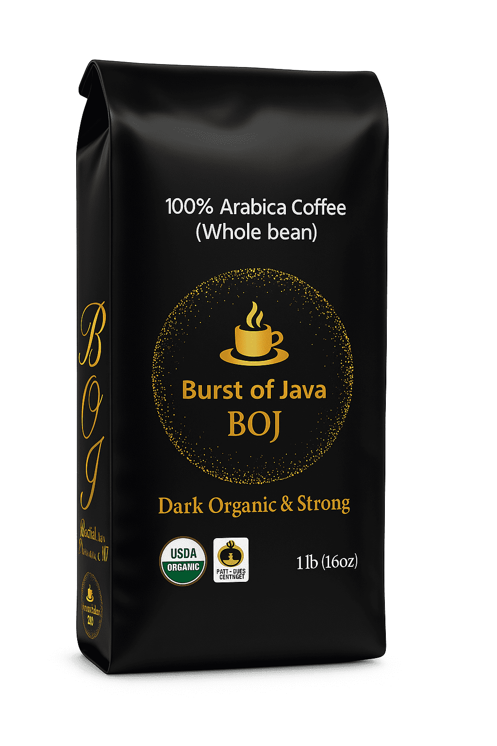 Organic Dark Roast Whole Bean Coffee | USDA Certified Fair Trade 100% Arabica | Bold Rich Strong Small Batch | Burst of Java 1 lb