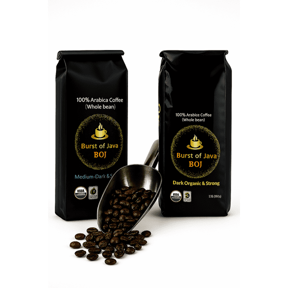 Burst of Java Naturally Caffeinated Organic Whole Bean Coffee, Medium-Dark Roast, 16 oz.