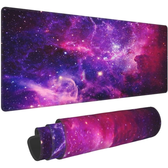 Bursting Galaxy XL Large Mouse Pad with Stitched Edges Long Non-Slip Rubber Base Mousepad Universe Outer Space Laptop Keyboard Mat Desk Pad for Office Home Desk Decor, 31.5" X 11.8"