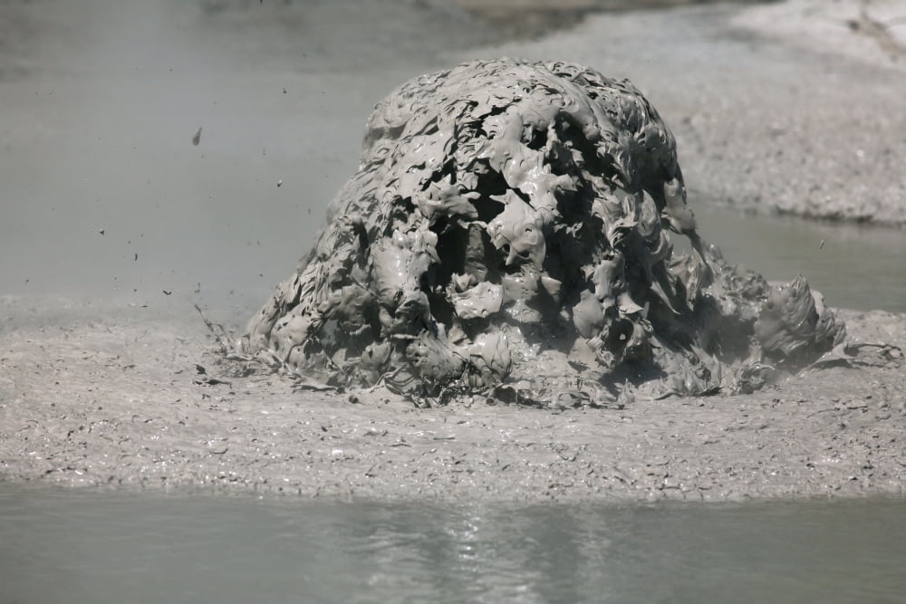 Bursting mud bubble Wai-O-Tapu Geothermal area Taupo Volcanic Zone New Zealand Canvas Art - Richard RoscoeStocktrek Images (35 x 23)