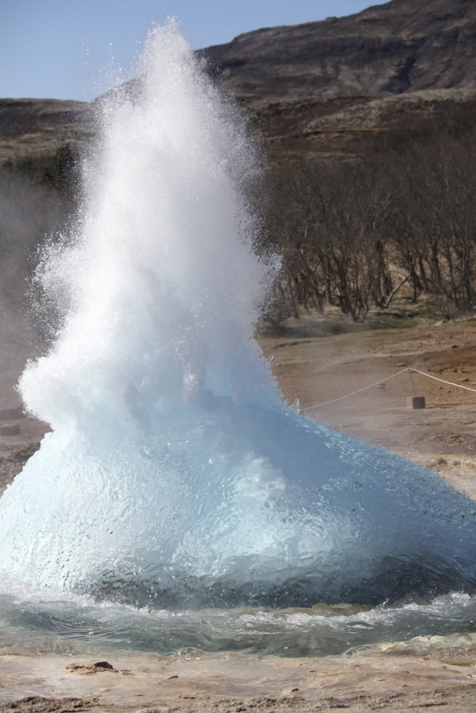 Bursting water bubble at onset of eruption of Strokkur Geysir Iceland Canvas Art - Richard RoscoeStocktrek Images (23 x 35)
