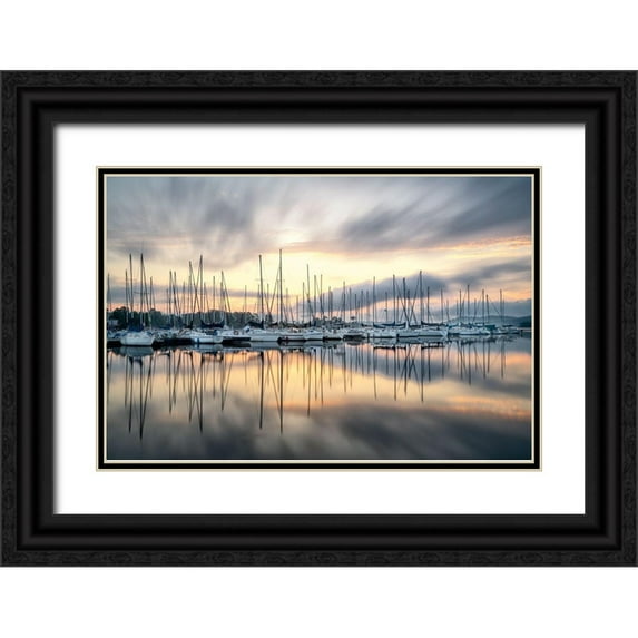 Burt, D. 14x11 Black Ornate Wood Framed with Double Matting Museum Art Print Titled - Sailors Sunrise