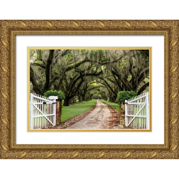 Burt, Daniel 18x13 Gold Ornate Wood Framed with Double Matting Museum Art Print Titled - Plantation Road