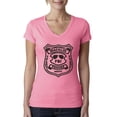 thumbnail image 1 of Burt Macklin Parks and Recreation Pop Female Junior Fit V-Neck Tee, Hot Pink, 2XL, 1 of 3