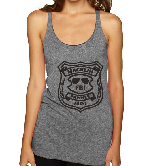 Burt Macklin Parks and Recreation Pop Tri-Blend Racerback Tank Top, Premium Heather, Small