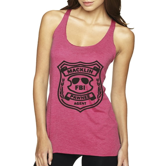 Burt Macklin Parks and Recreation Pop Tri-Blend Racerback Tank Top, Vintage Pink, Large