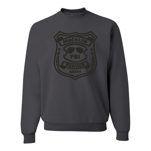 Burt Macklin Parks and Recreation Pop Unisex Crewneck Graphic Sweatshirt, Charcoal, X-Large